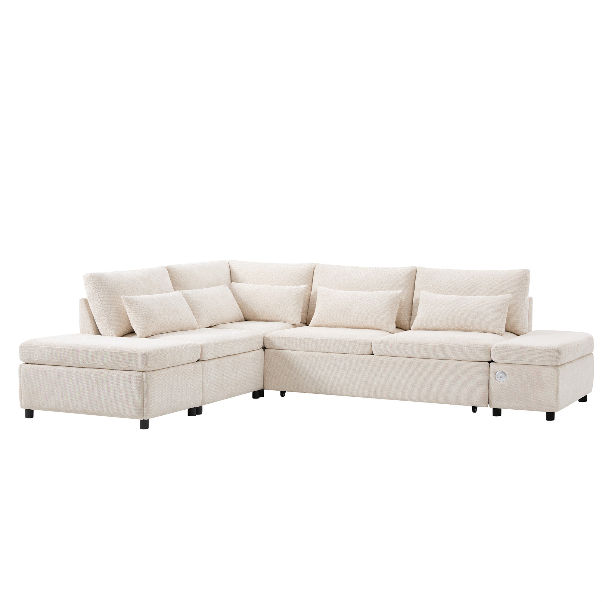 Latitude Run® [VIDEO]107'' Sectional Sleeper Sofa Bed With Pull Out ...